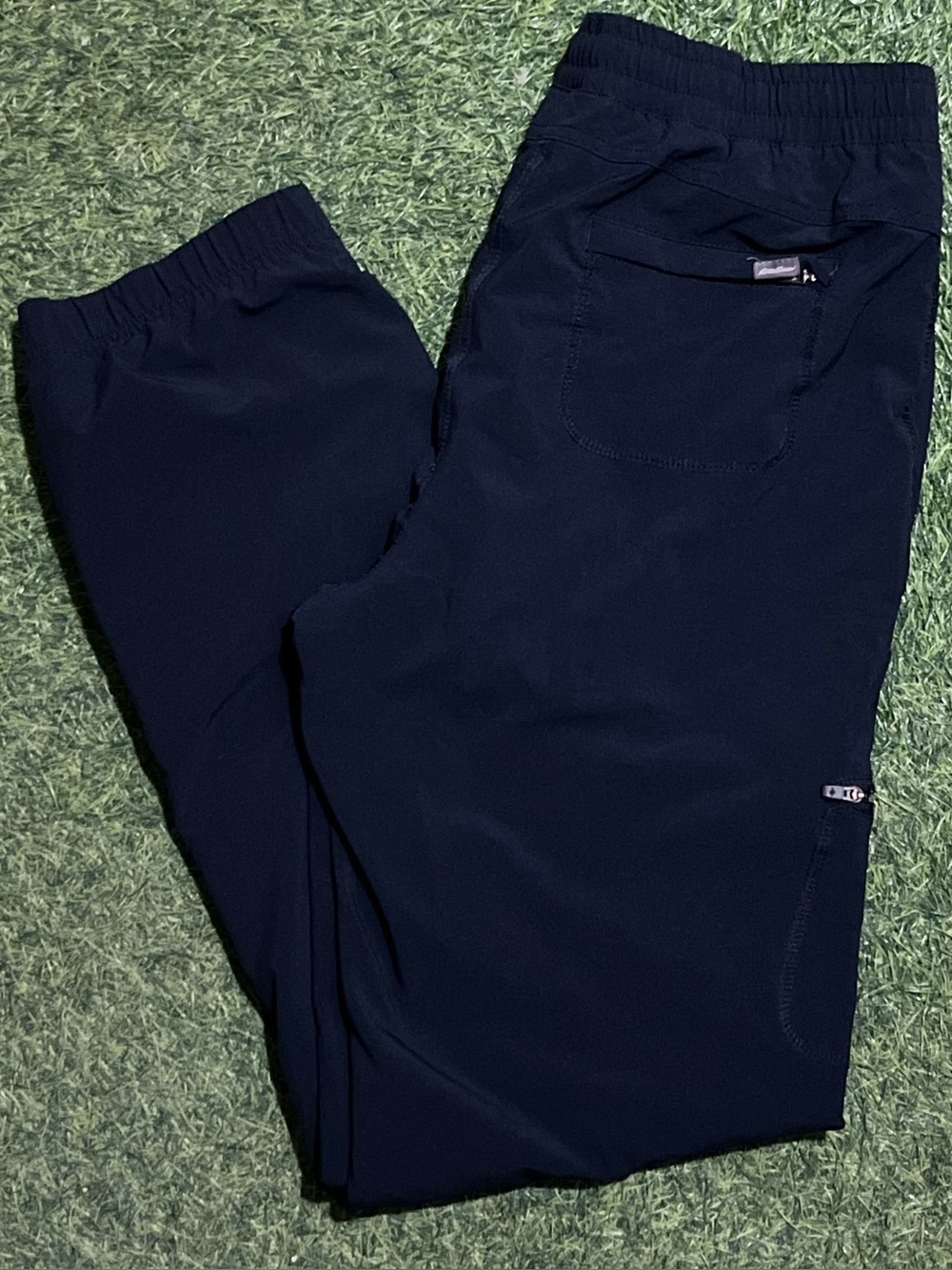 Eddie Bauer Fleece Lined Travel Pants Women’s 4 Blue Stretch Secure Pocket Black
